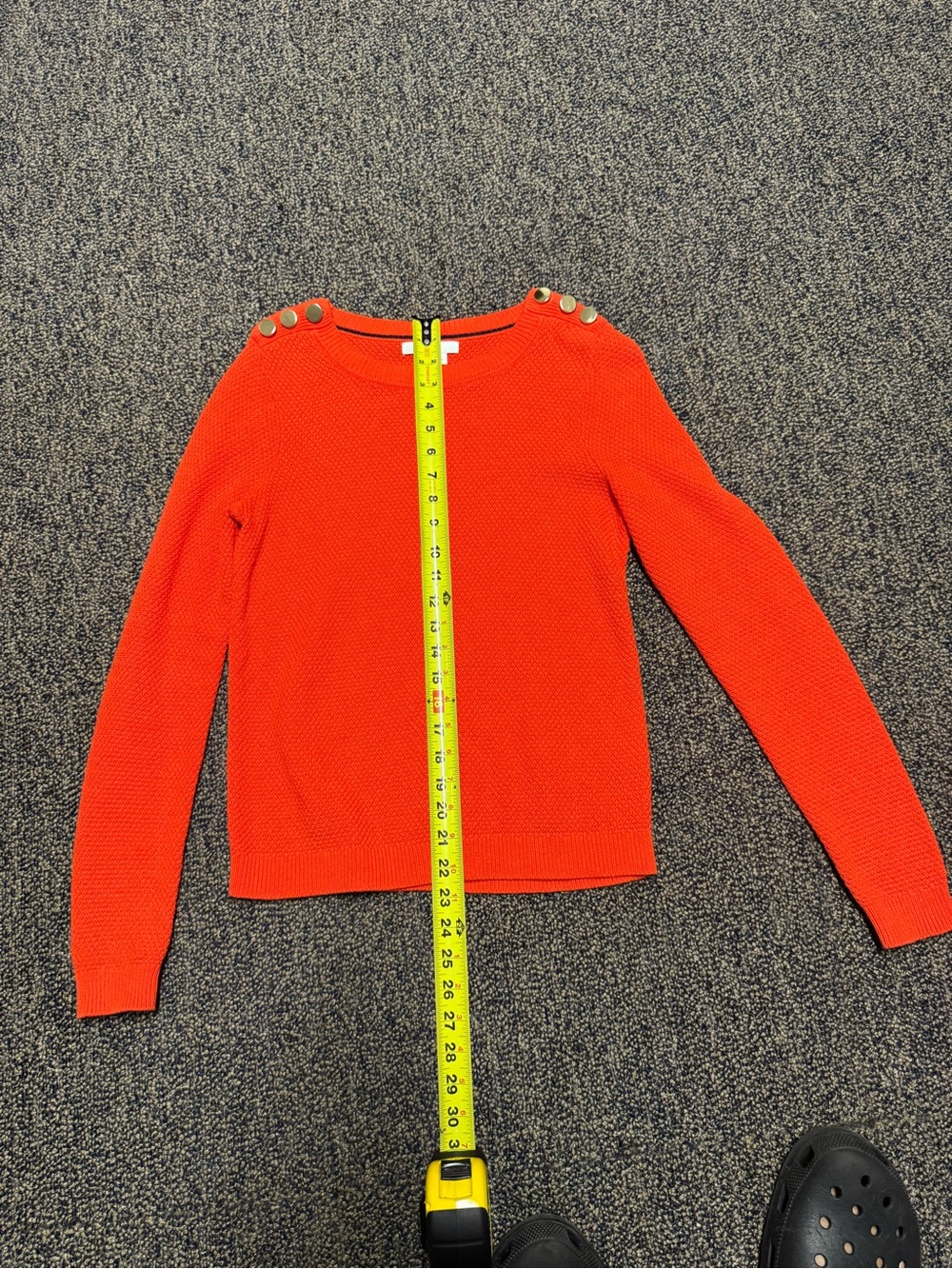 Boden Bright orange  Crewneck Sweater with Decorative Shoulder Buttons - Picture 5 of 9